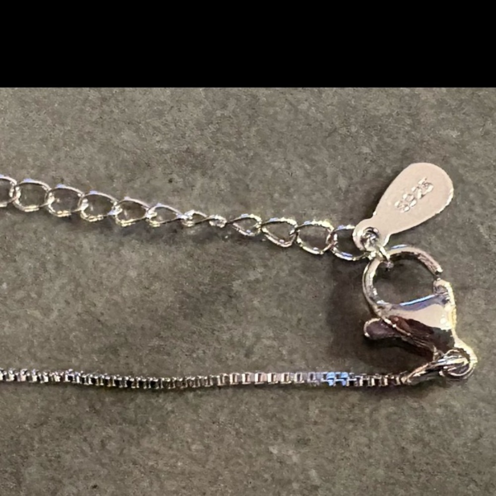 Stamped 925 Sterling Silver Necklace with Puffed Heart Pendant - Picture 3 of 7